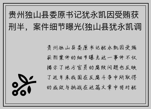 贵州独山县委原书记犹永凯因受贿获刑半，案件细节曝光(独山县犹永凯调到哪里了)